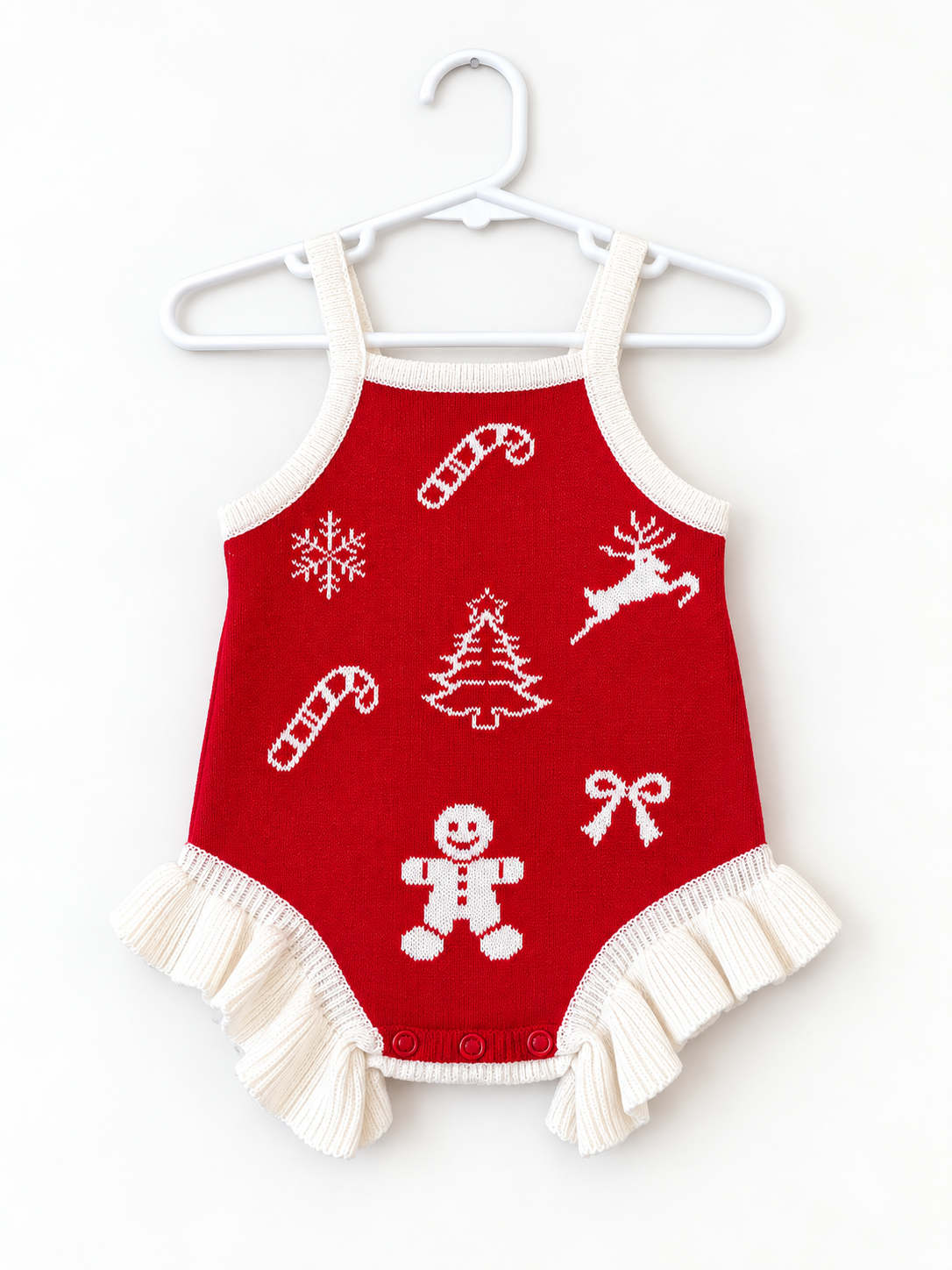 Sample Sale | White & Red Christmas Ruffle Romper